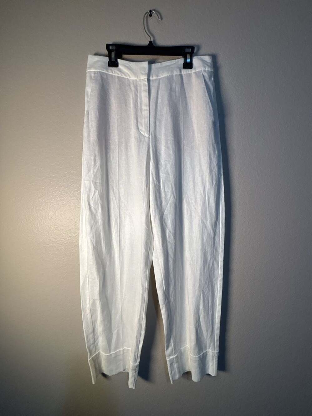 Zara ZW Collection High-Rise White Linen Pants